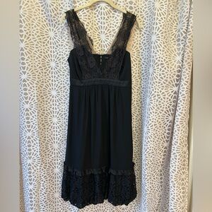 BCBGMaxAzria 100% Silk Black Lace Dress